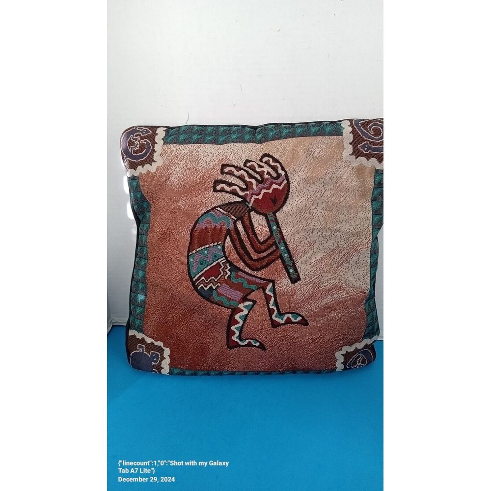 VTG KOKOPELLI Aztec Southwestern Dancing Flute Player‎ Set of 2 Throw Pillows